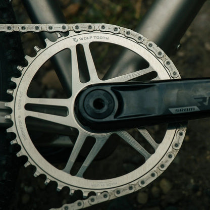 Plato Mono WOLF TOOTH DROP-STOP B GRAVEL DM 8 Tornillos Sram Raw Silver