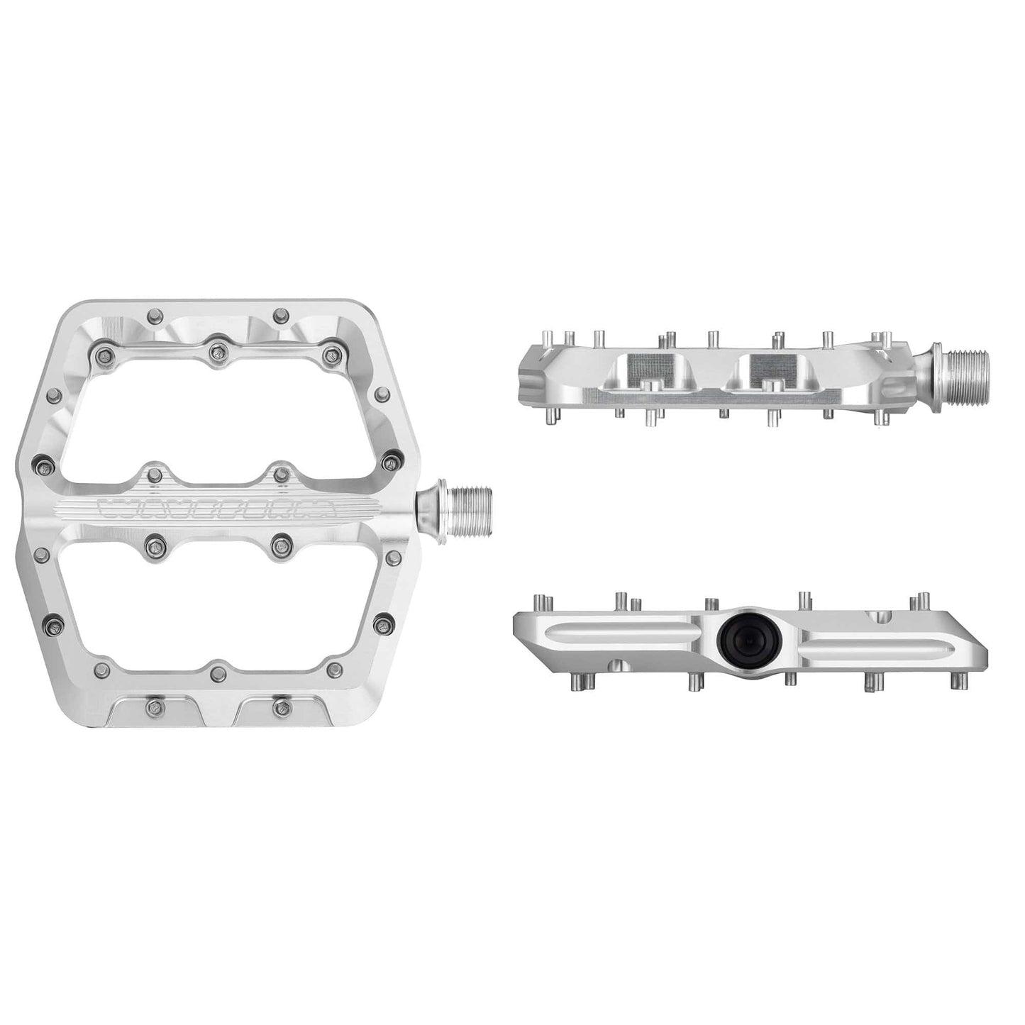 Pedales planos WOLF TOOTH WAVEFORM, grandes, plateados
