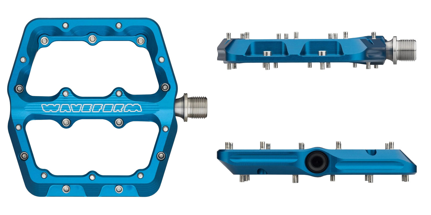 Pedales planos WOLF TOOTH WAVEFORM, grandes, azules
