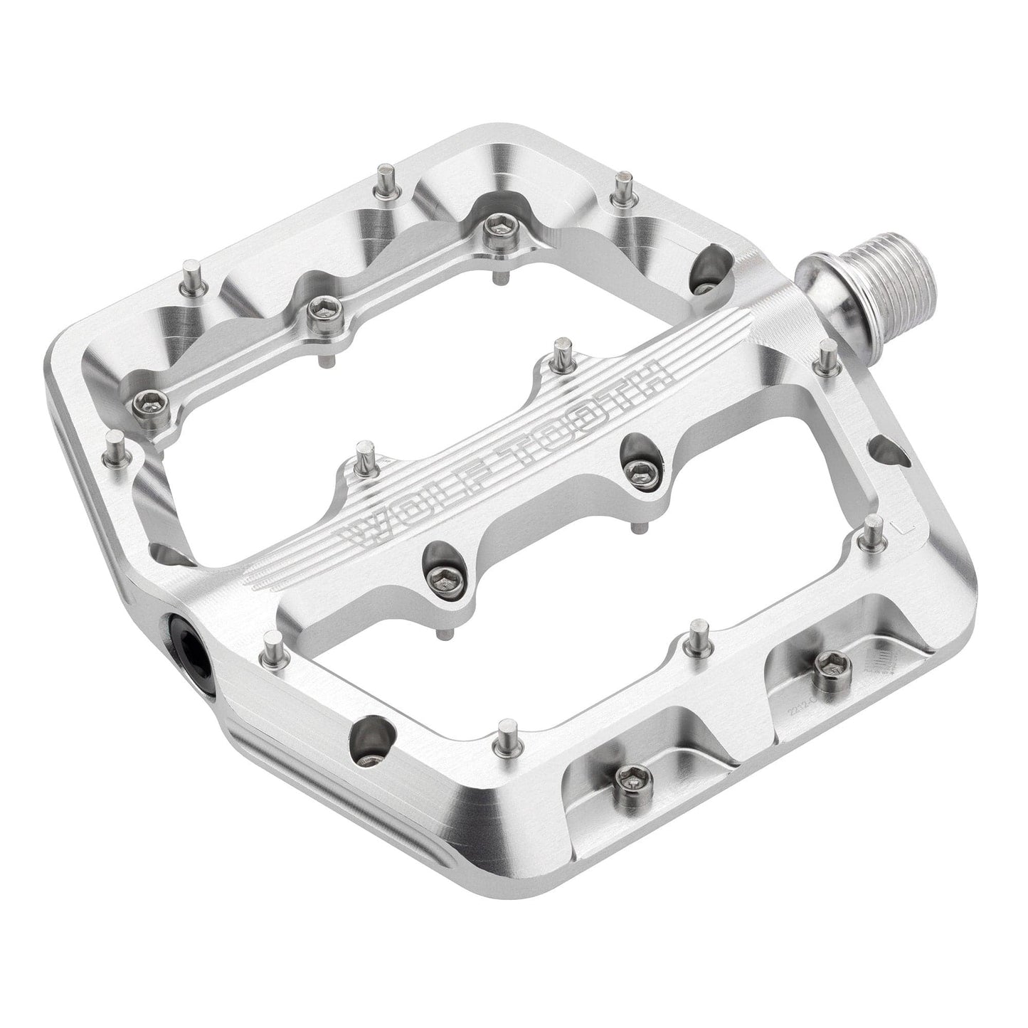 Pedales planos WOLF TOOTH WAVEFORM, grandes, plateados