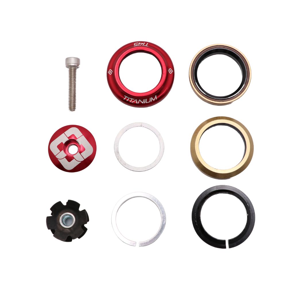 Juego de Dirección Integrado PRIDE Ti45 Titanium iIS42 1"1/8 Rojo