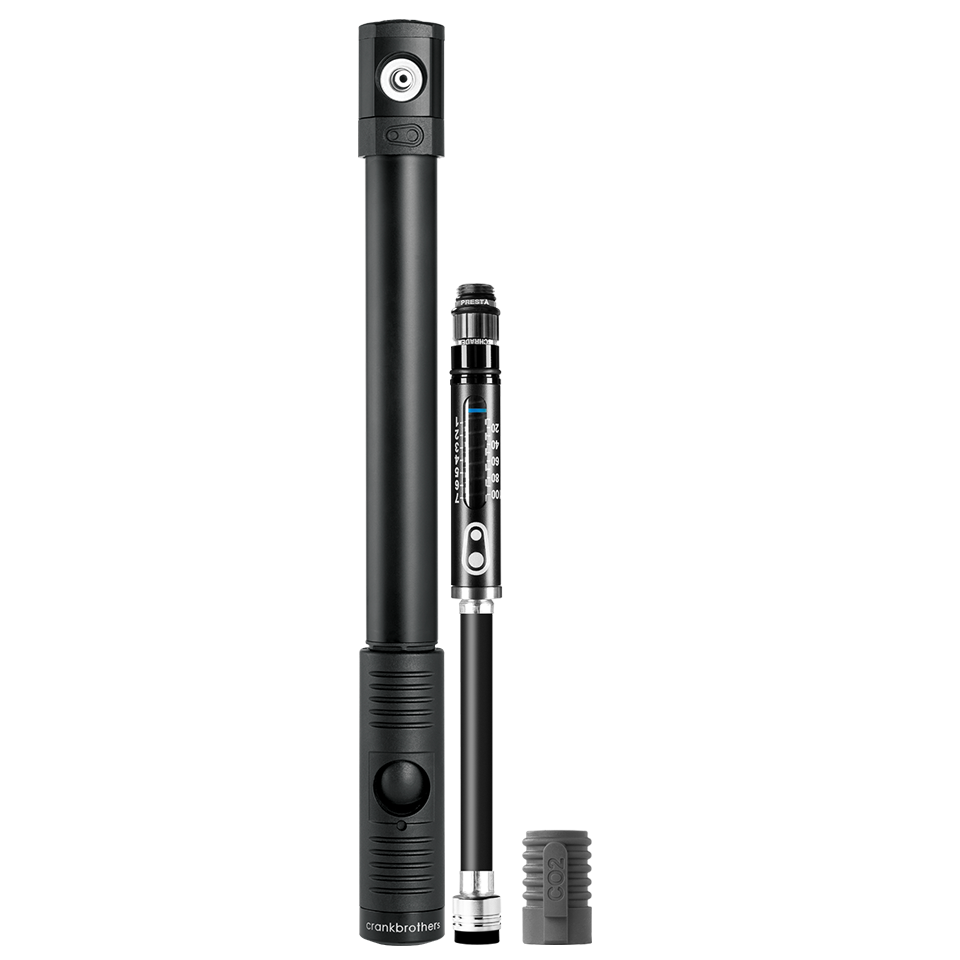 Bomba de mano CRANKBROTHERS KLIC HP con manómetro + inflador de CO2 Midnight Edition