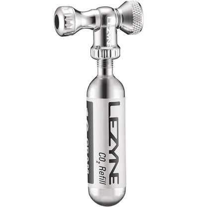 Inflador de CO2 LEZYNE CONTROL DRIVE + cartucho de CO2 roscado plateado