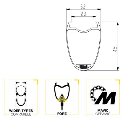 Rueda trasera MAVIC COSMIC SLR 45 Tubeless Ready (Center Lock) Negro/Plata