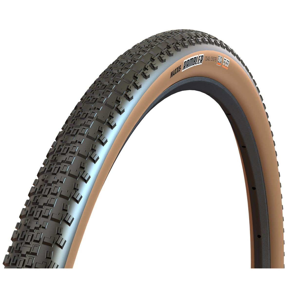 Neumático MAXXIS RAMBLER con flancos beige - vista de perfil