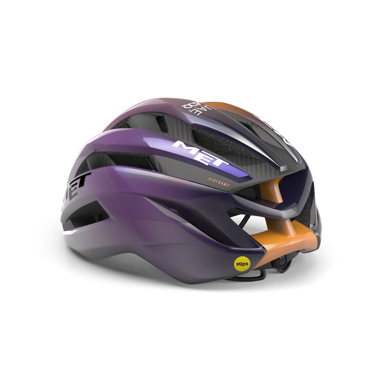 Casco MET TRENTA 3K CARBON UAE TEAM ADQ 2026 Violeta/Naranja