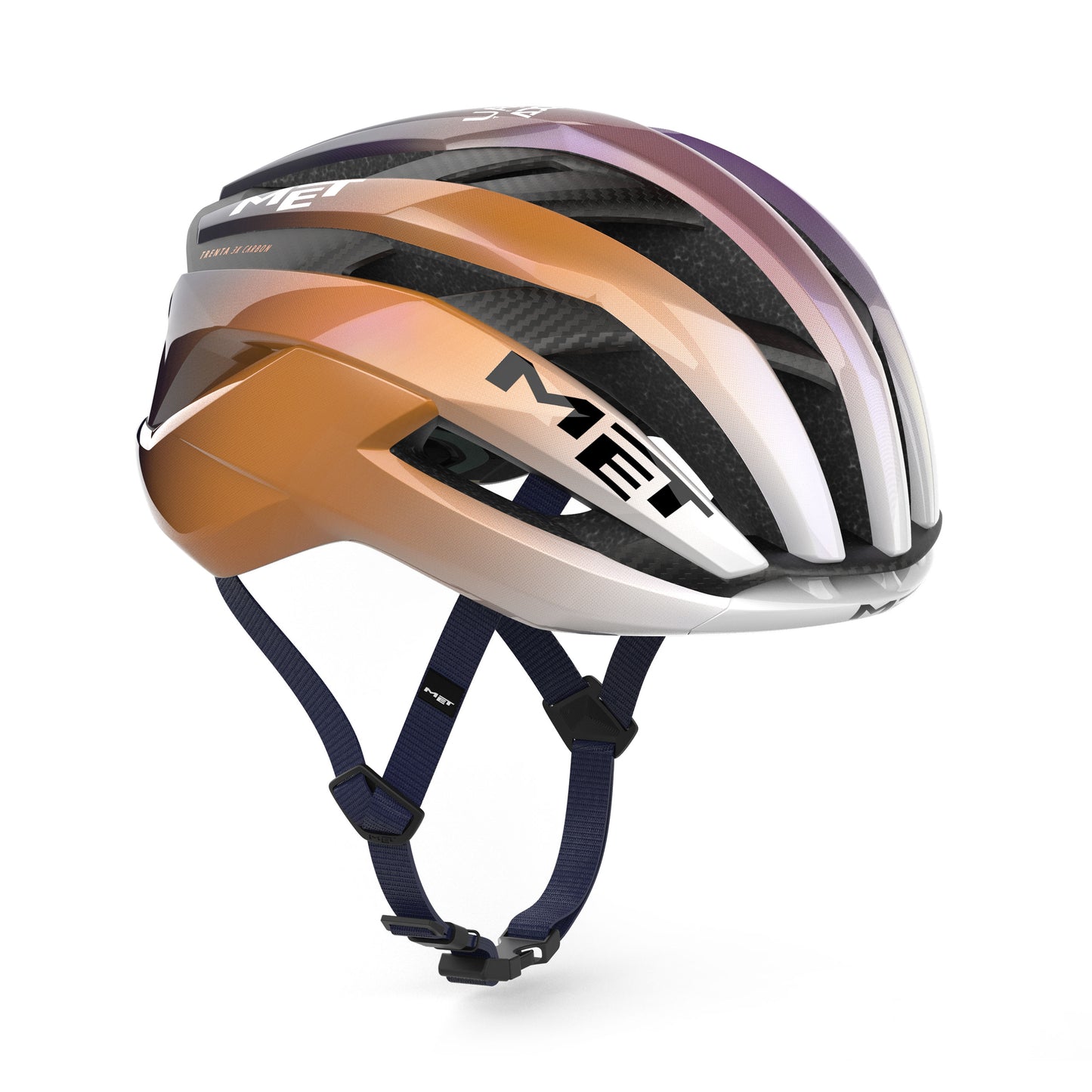 Casco MET TRENTA 3K CARBON UAE TEAM ADQ 2026 Violeta/Naranja