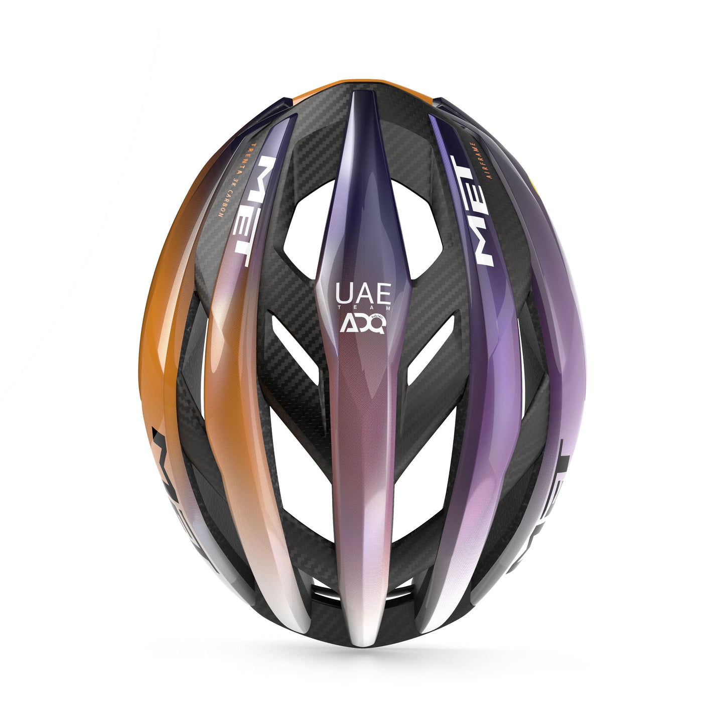 Casco MET TRENTA 3K CARBON UAE TEAM ADQ 2026 Violeta/Naranja