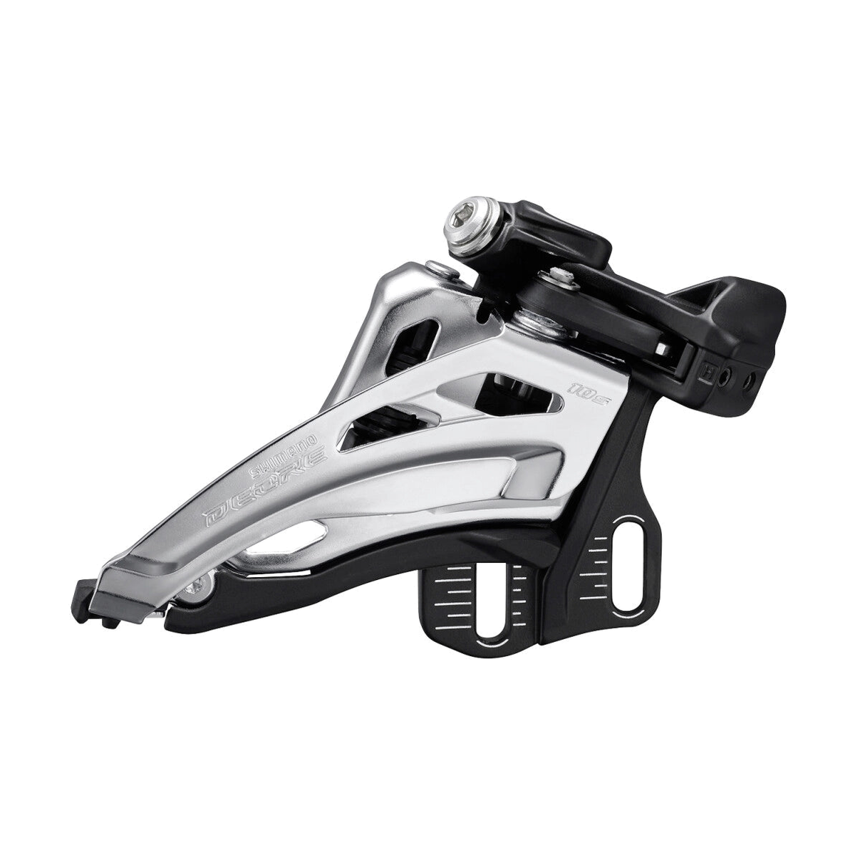 Desviador delantero SHIMANO DEORE FD-M4100-E 2x10V tipo E — vista 1 sobre fondo blanco