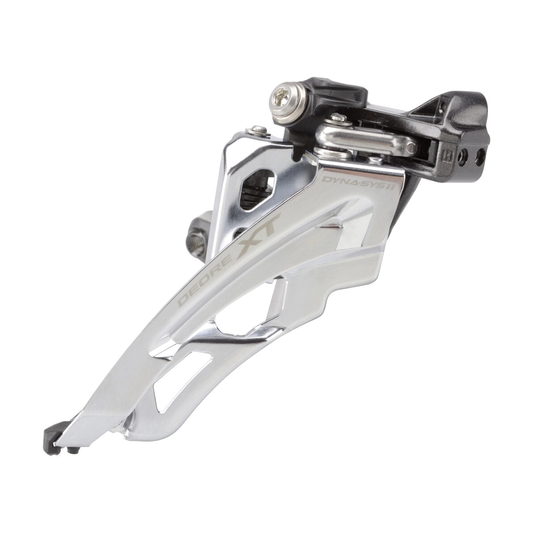 Desviador delantero SHIMANO XT FD-M8000-L 3x11V con abrazadera baja — vista 1 sobre fondo blanco