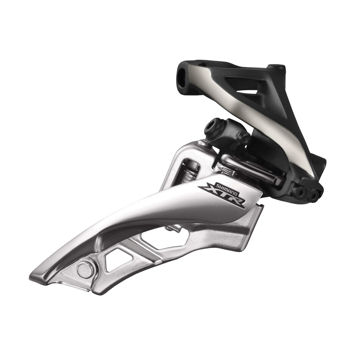 Desviador delantero SHIMANO XTR FD-M9000-H 3x11V con abrazadera alta — vista 1 sobre fondo blanco