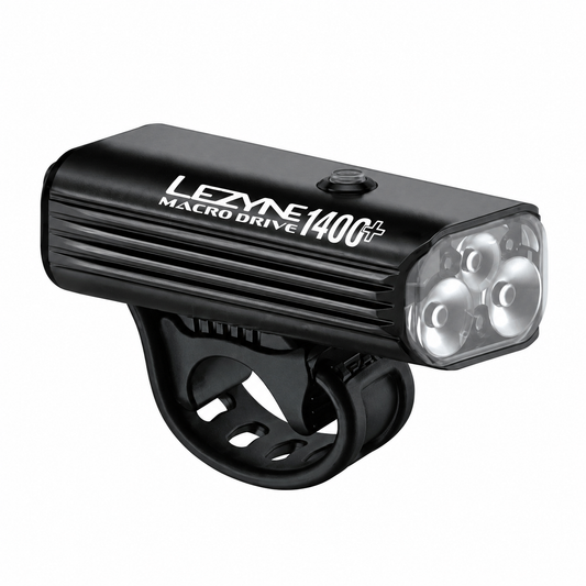 Luz delantera LEZYNE MACRO DRIVE 1400+ negra — vista del producto sobre fondo blanco