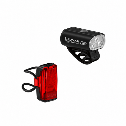 Luces delantera y trasera LEZYNE MINI DRIVE 450+ / KTV+ DRIVE — vista del producto sobre fondo blanco