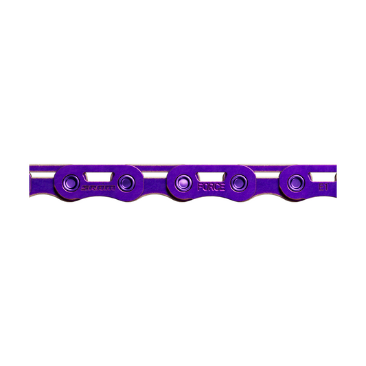 Cadena SRAM FORCE E1 Flattop de 12/13 velocidades, morada — foto del producto sobre fondo blanco