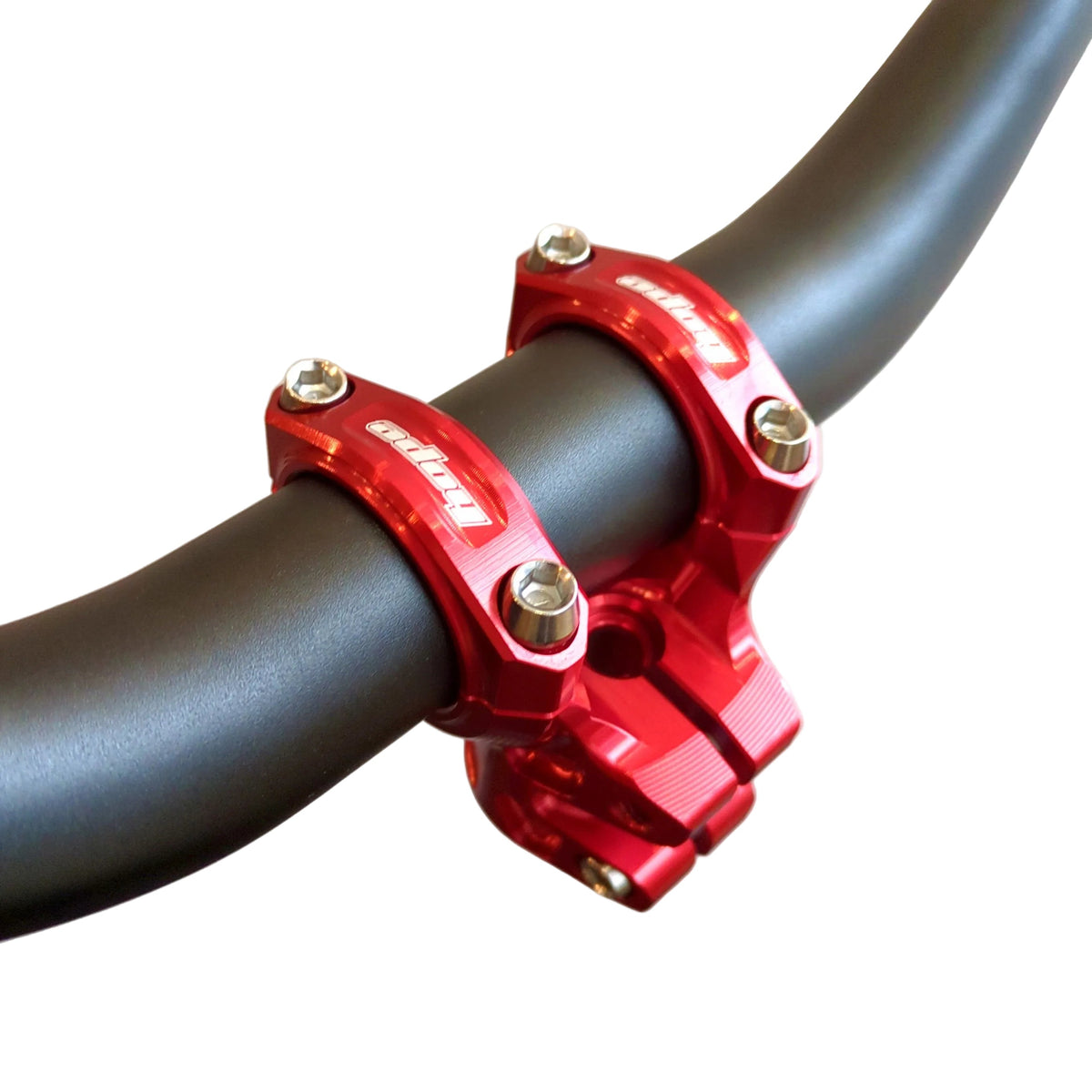 Potencia HOPE GRAVITY de 20 mm roja — vista superior montada en un manillar
