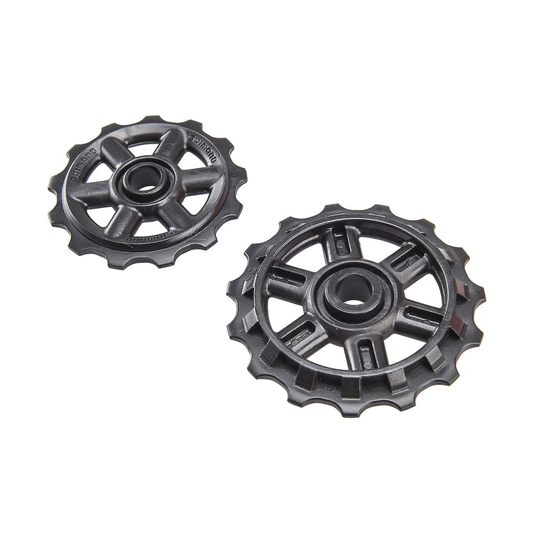 Roldanas de cambio trasero de 7/8 velocidades SHIMANO ALTUS RD-M310, negras — pieza sobre fondo blanco