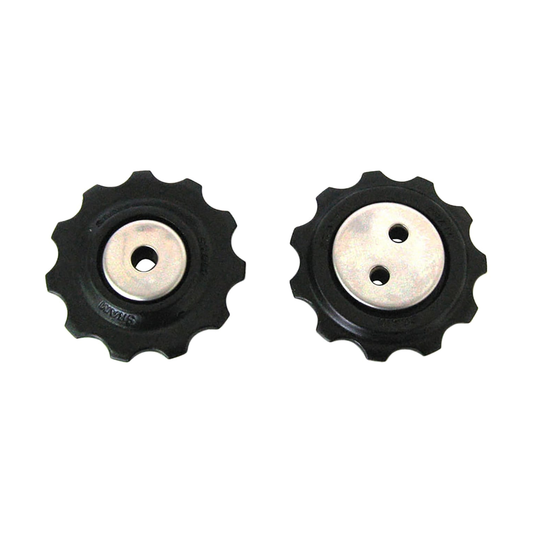 Roldanas de cambio trasero SRAM de 9 velocidades X7 2004-2009/X5 2008-2009 (x2) — pieza sobre fondo blanco