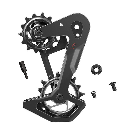 Pata completa de cambio trasero SRAM T-TYPE EAGLE AXS de carbono — pieza sobre fondo blanco