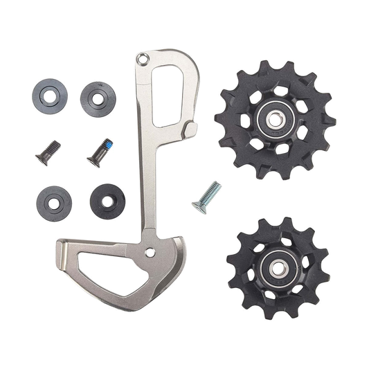 Pata interior y roldanas SRAM EAGLE X01 de 12 velocidades — pieza sobre fondo blanco