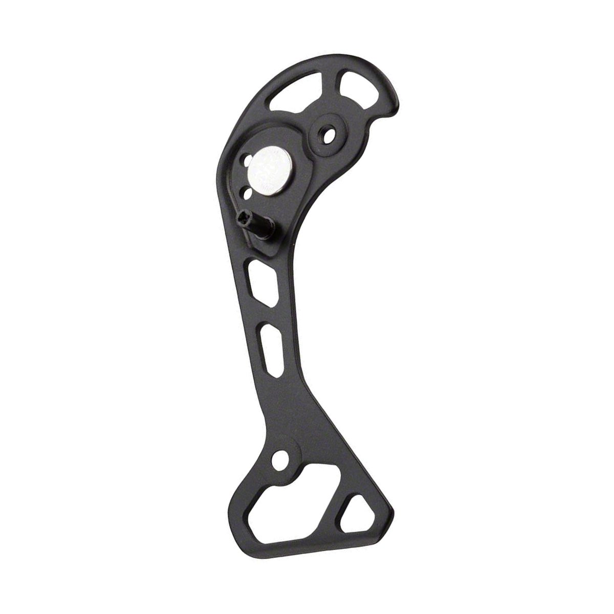Placa exterior corta del cambio trasero SHIMANO XT M8000 GS — pieza sobre fondo blanco