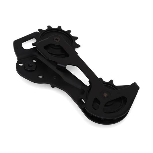 Placa y roldanas del cambio trasero SHIMANO XT RD-M8250 GS de 12 velocidades — pieza sobre fondo blanco