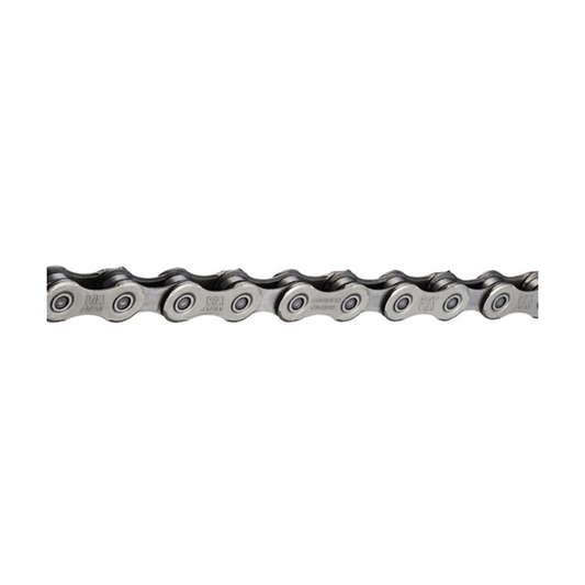Cadena de 11 velocidades SHIMANO CN-E8000-11 para bicicleta eléctrica con cierre rápido — foto del producto sobre fondo blanco
