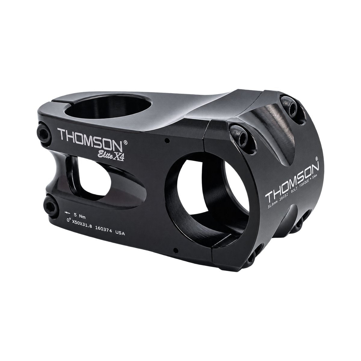 Potencia THOMSON ELITE X4 0° negra — vista principal sobre fondo blanco