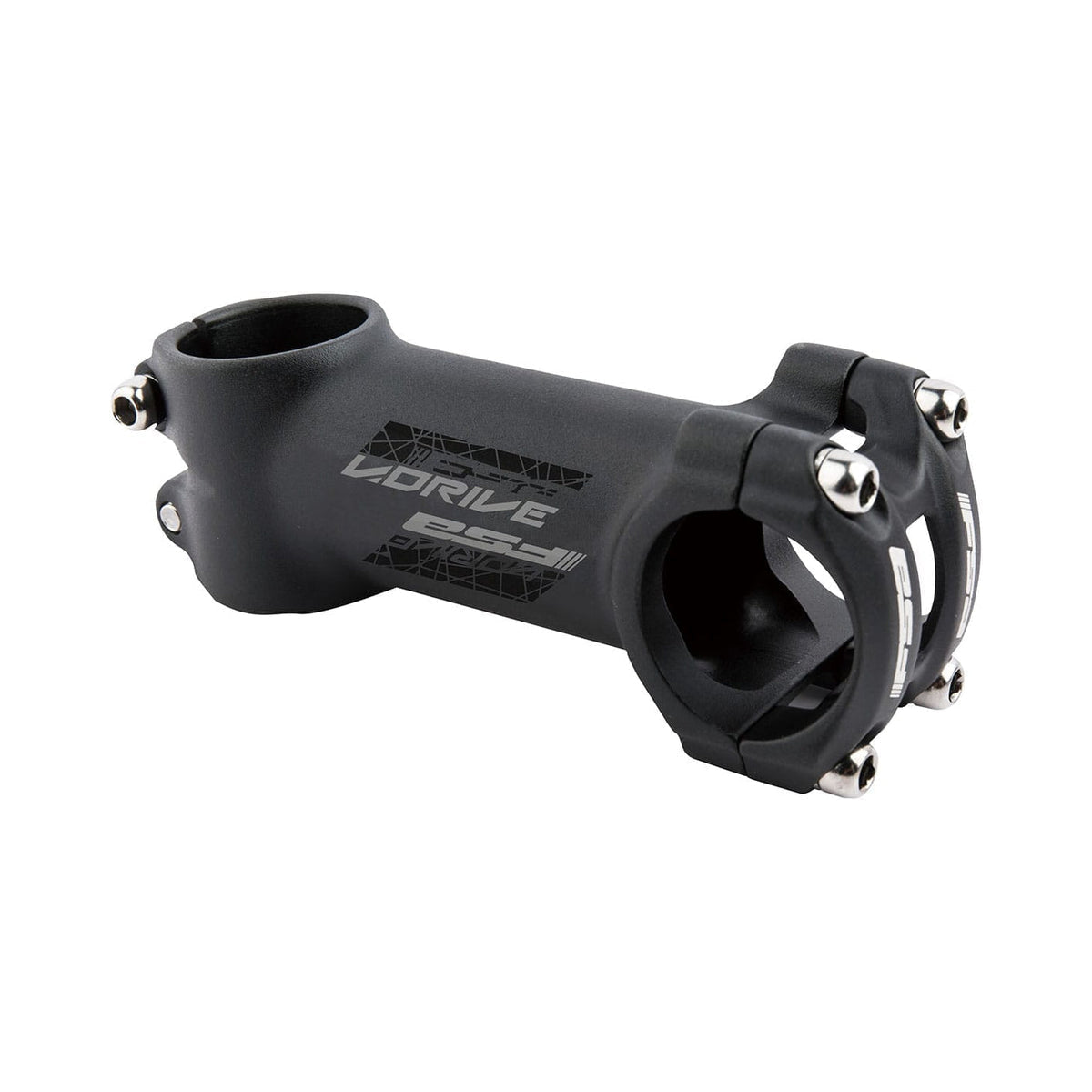 Potencia FSA V-Drive de aluminio +/-6° negra — vista principal sobre fondo blanco
