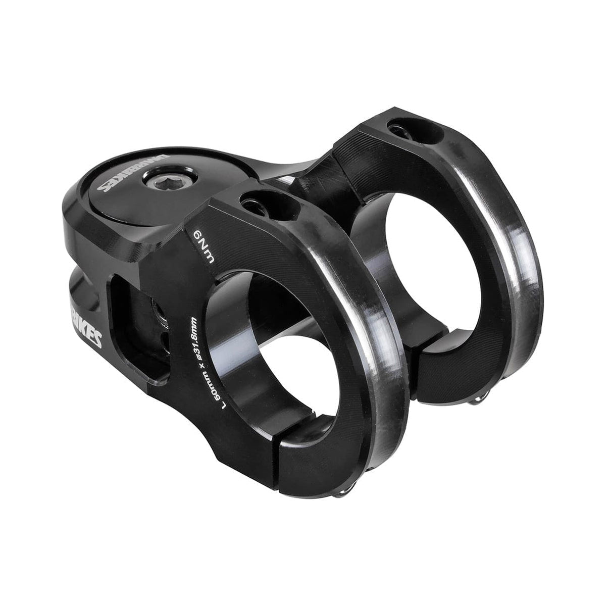 Potencia DMR DEFY50 con elevación de 5mm negra — vista principal sobre fondo blanco