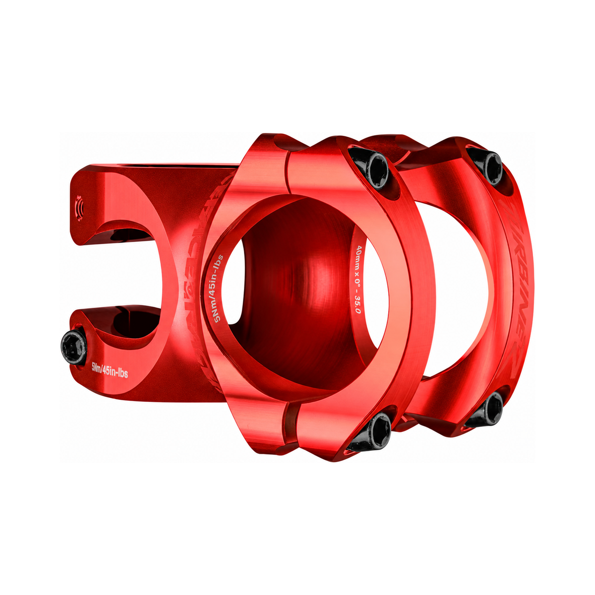 Potencia RACE FACE TURBINE R 35 roja — vista principal sobre fondo blanco