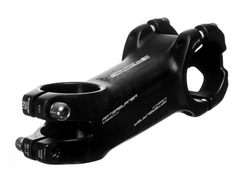 Potencia FSA AFTERBURNER de aluminio -12° negra — vista inferior en tres cuartos