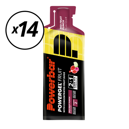 Pack de 14 geles energéticos POWERBAR POWERGEL FRUIT (41gr) Frutos Rojos Caducidad Corta