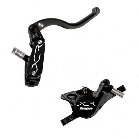 Freno HOPE XCR PRO X2 PM negro — maneta y pinza sobre fondo blanco