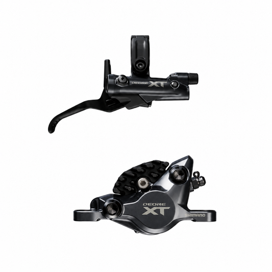 Freno SHIMANO XT M8200 XC de 2 pistones — maneta y pinza sobre fondo blanco
