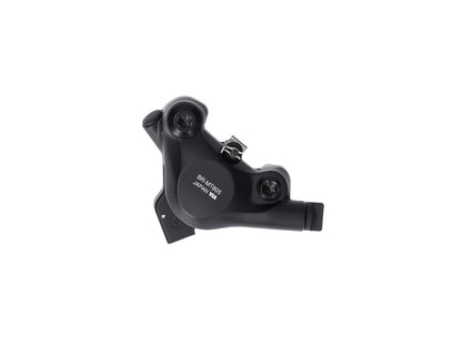 Pinza de freno SHIMANO BR-MT805 Flat Mount sin aletas — vista del lado opuesto y referencia