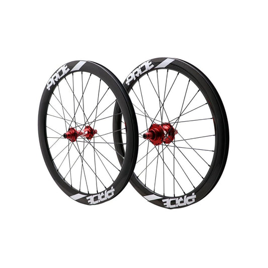 Par de Ruedas PRIDE 20" (451mm) Carbono Gravity Gloss Disc Pride Control V1 Ejes 10/10mm Rojo