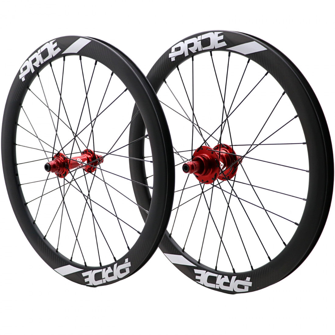 Juego de Ruedas PRIDE 20" (451mm) Carbono Gravity Matt Disc Pride Control V1 Ejes 10/10mm Rojo