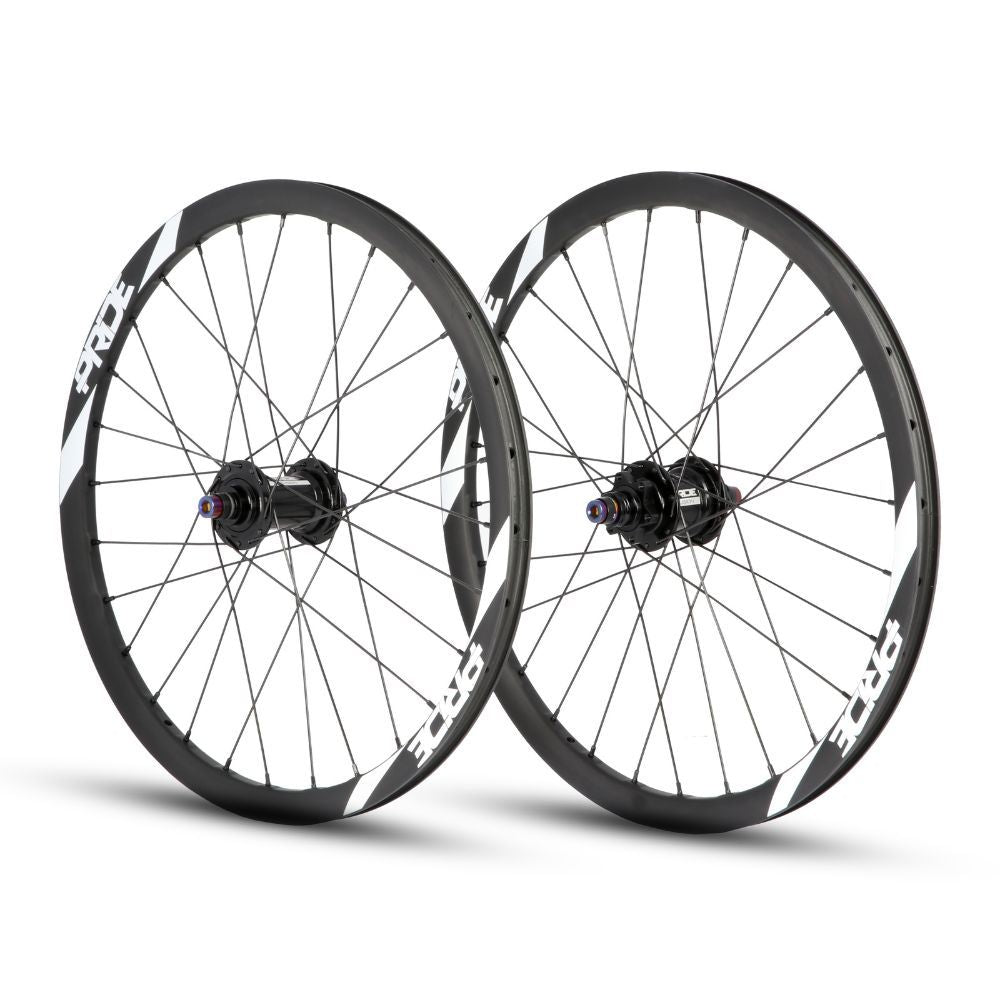 Par de Ruedas PRIDE 20" (451mm) Carbono Wave Matt White Fusion Disc Ejes 10/10mm Negro/Blanco