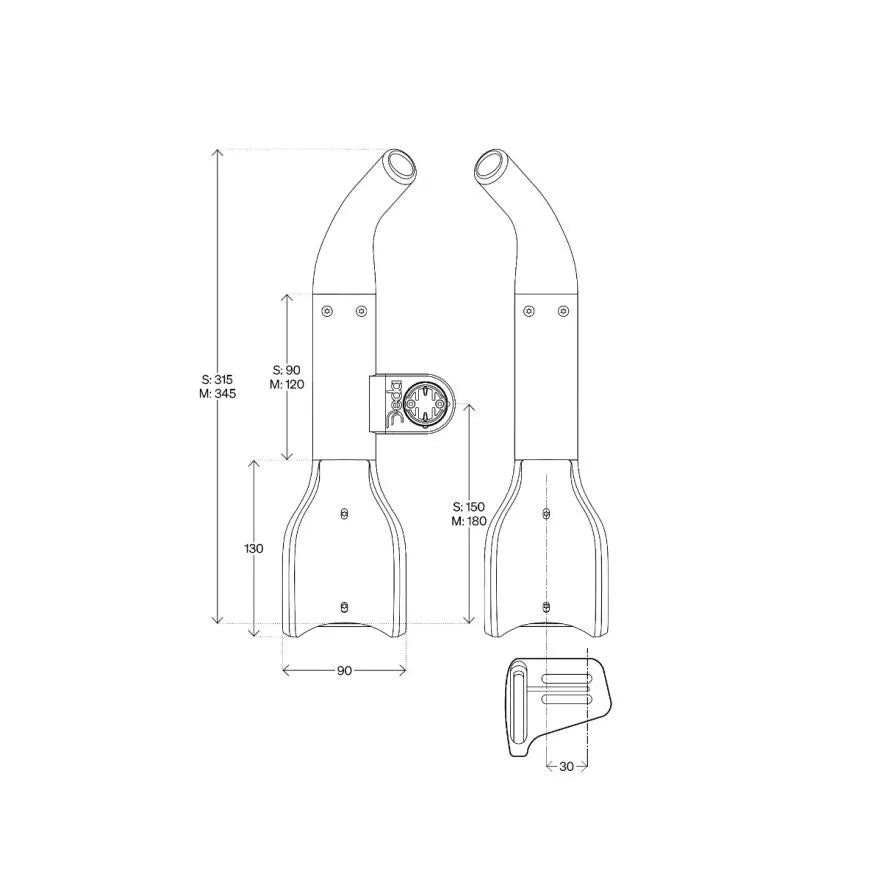 DEDA JET2 HYDRO Alu 345mm M Size Extensiones de manillar para Sram Blips