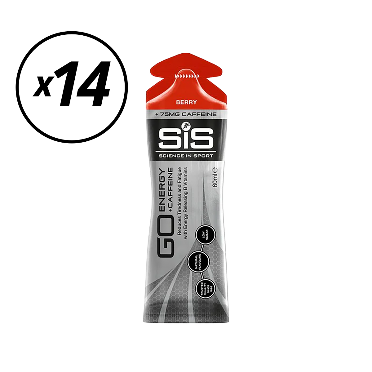 Pack de 14 SIS GO ISOTONIC ENERGY Geles de Cafeína (60ml) Frutos Rojos Caducidad Corta