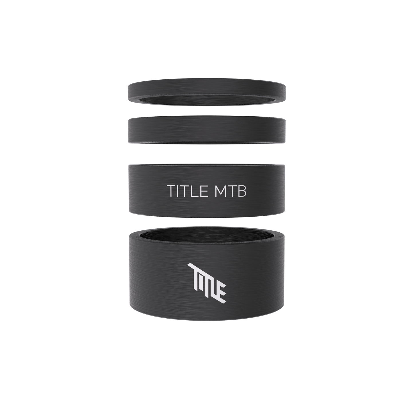Kit de espaciadores de dirección Title en carbono UD mate, 3, 5, 10 y 15 mm, apilados