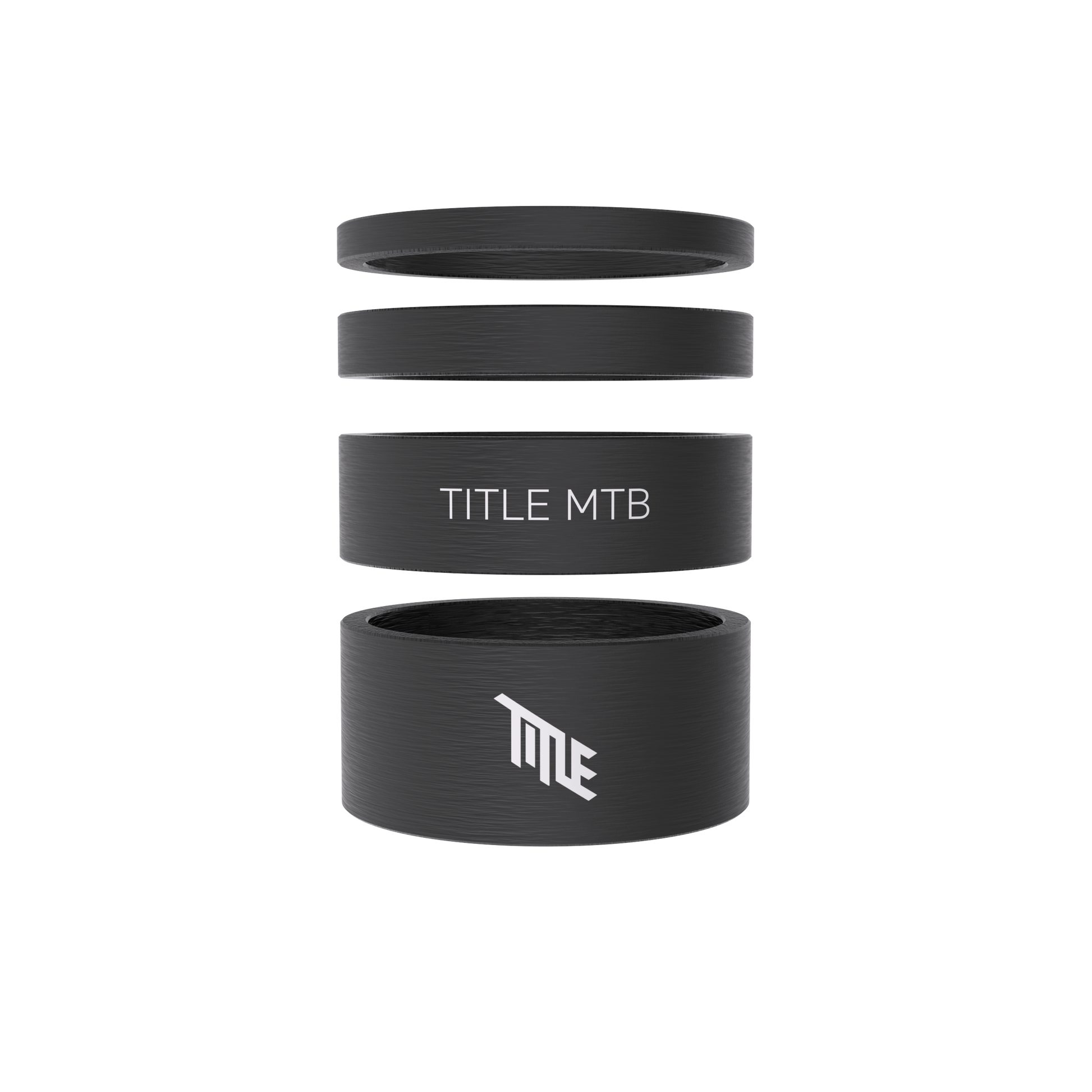 Kit de espaciadores de dirección Title en carbono UD mate, 3, 5, 10 y 15 mm, apilados