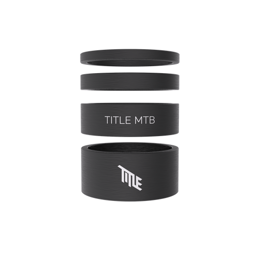 Kit de espaciadores de dirección Title en carbono UD mate, 3, 5, 10 y 15 mm, apilados
