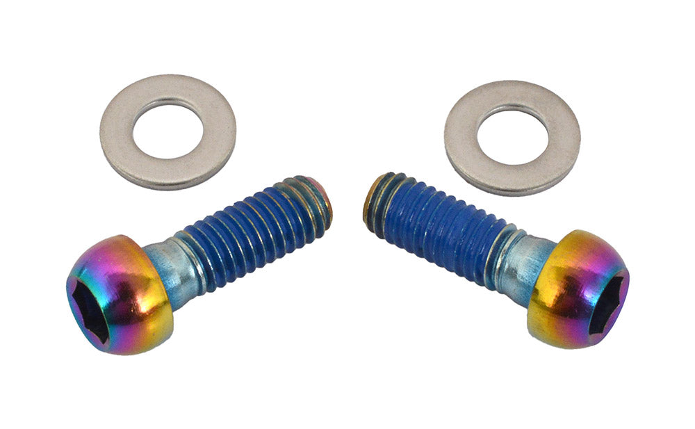 Juego de dos tornillos de fijación para pinza de freno SRAM de acero inoxidable con acabado Rainbow #00.5318.006.005