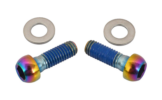 Juego de dos tornillos de fijación para pinza de freno SRAM de acero inoxidable con acabado Rainbow #00.5318.006.005