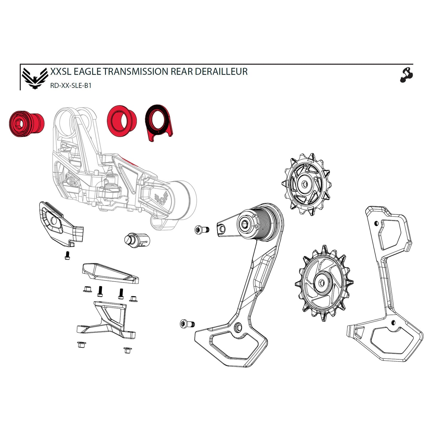 Kit de tornillos de fijación para desviador SRAM XX-SL T-TYPE EAGLE AXS