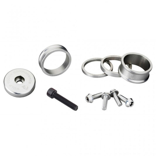 WOLFTOOTH BLING KIT Separadores, Tapa de Potencia y Tornillos Plata