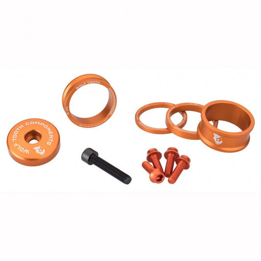 Kit de separadores, tapa de potencia y tornillos WOLFTOOTH BLING KIT Naranja